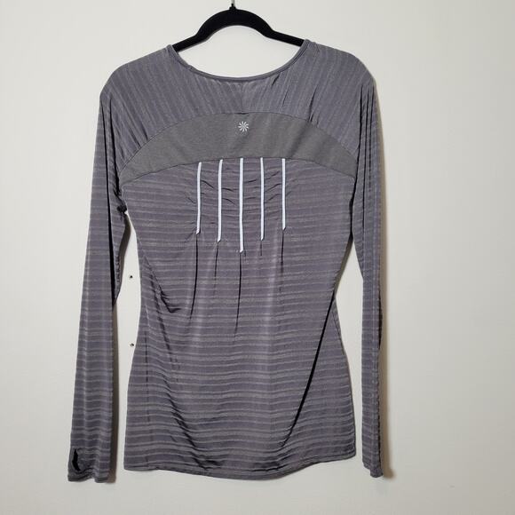 Athleta Women's Long Sleeve Layering Reflective Activewear Top Grey Stripe Small - Picture 2 of 12